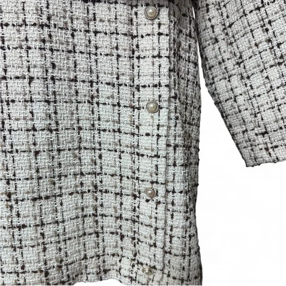 SHEIN CURVE Tweed Jacket & Skirt Set With Button Design On The Skirt 0XL - Picture 3 of 7